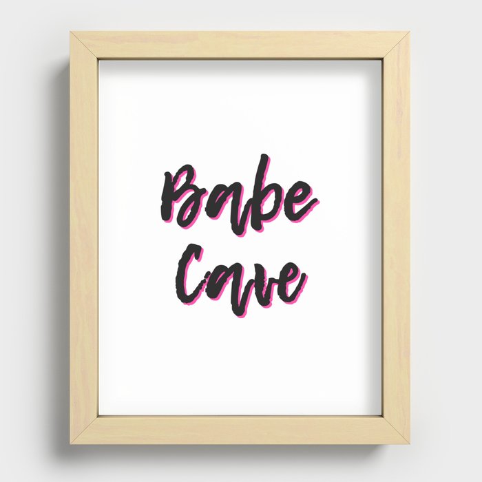 Babe cave retro pink and black Recessed Framed Print