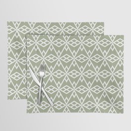 Green and White Minimal Diamond Line Shape Pattern Pairs Dulux 2022 Popular Colour Bamboo Stem Placemat
