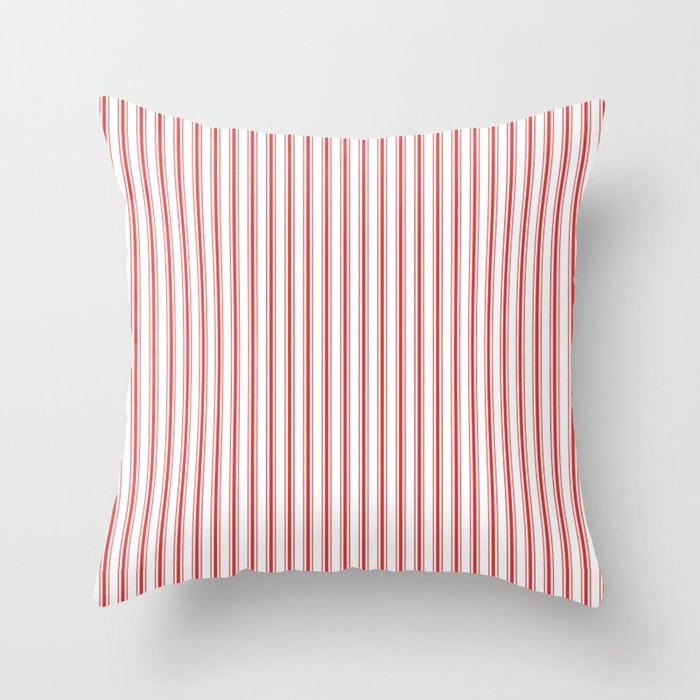 Mattress Ticking Narrow Striped Pattern in Red and White Throw