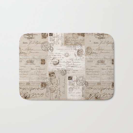 Old Letters vintage collage Bath Mat
