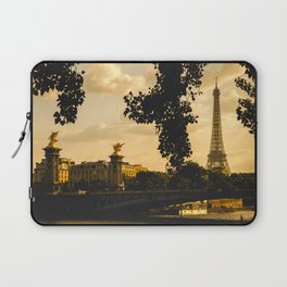 Looking over the Sine River at sunset, towards the Eiffel Tower in Paris, France Laptop Sleeve