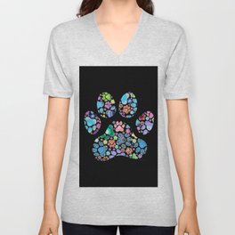 Happy Fun Colorful Paw Print - Paw Perfect V Neck T Shirt
