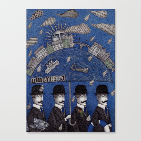 Four Men Waiting Canvas Print