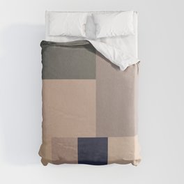 Minimal Bauhaus Geometry Study 2. Natural & Blue Duvet Cover