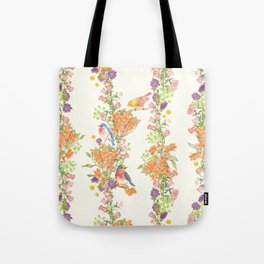 Romantic Vintage Design of Birds & Flowers - Natural colorful Tote Bag