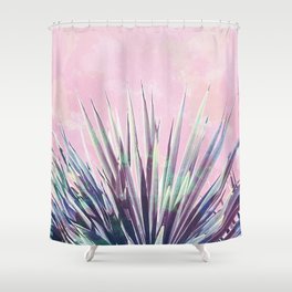 Vintage Yucca Palm - Pink Shower Curtain