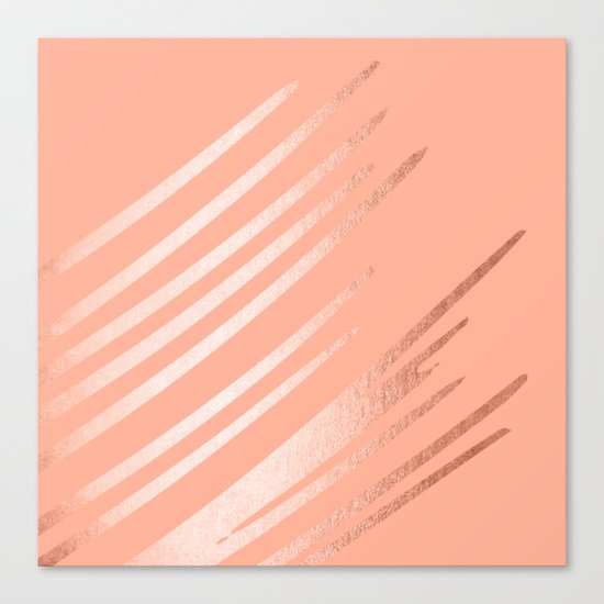 Sweet Life Swipes Peach Coral Shimmer Canvas Print