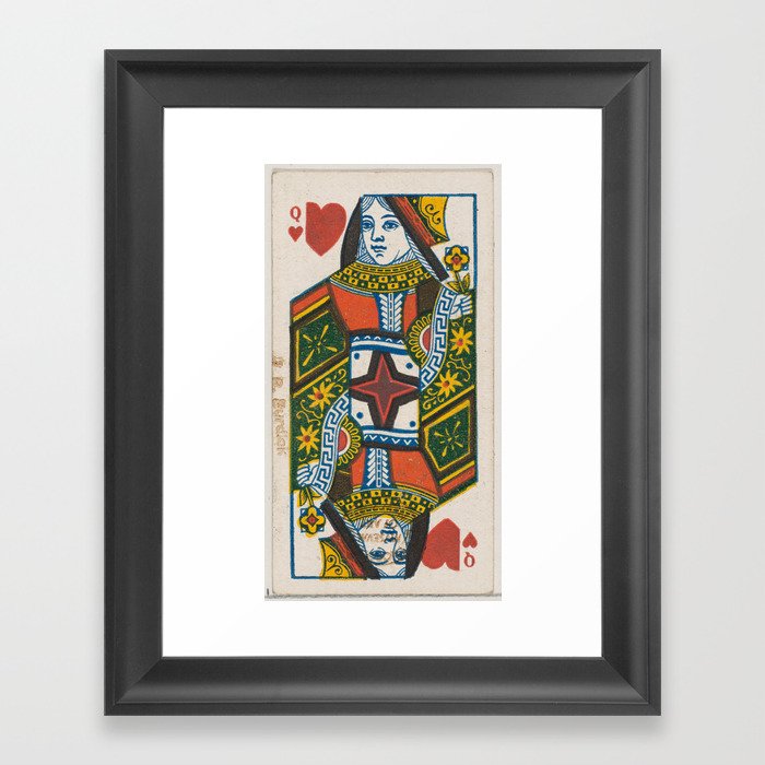 Queen of Hearts (red), from the Playing Cards series (N84) for Duke brand cigarettes Framed Art Print