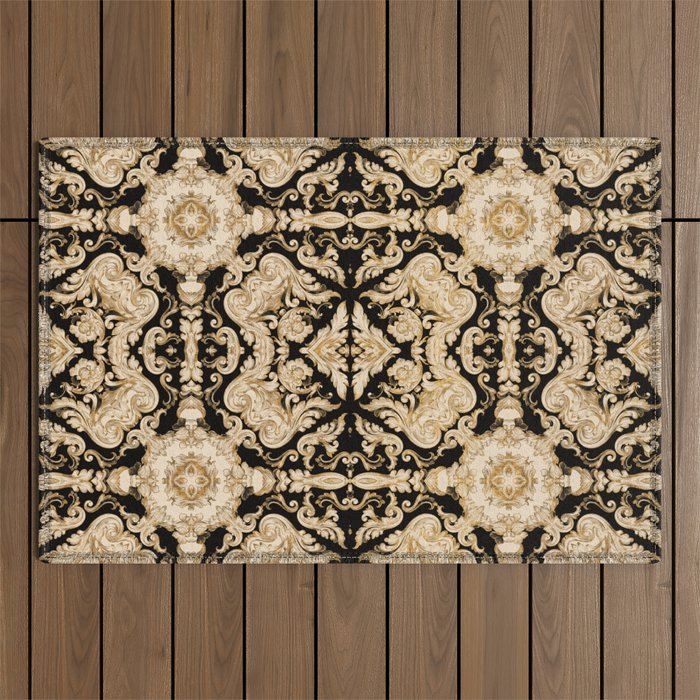 A Modern Vintage Dream (black background) Outdoor Rug