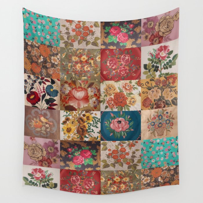 Gypsy Vintage Patchwork Wall Tapestry by Vintage Printables Society6