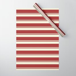 [ Thumbnail: Beige & Brown Colored Pattern of Stripes Wrapping Paper ]