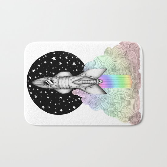 Super Magic Rainbow Dream Rocket Bath Mat