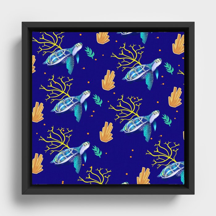 Sea turtle pattern  Framed Canvas