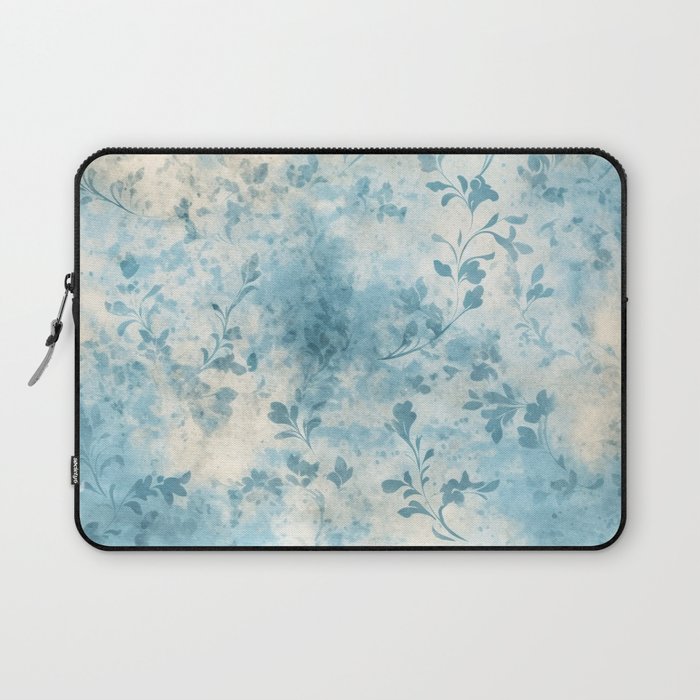 Blue and beige floral pattern Laptop Sleeve