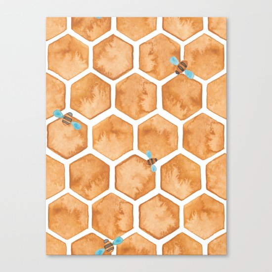 Honey Bee Hexagons Canvas Print