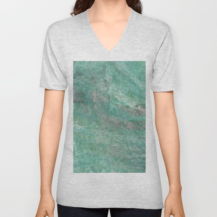Mossy Woods Green Marble V Neck T Shirt