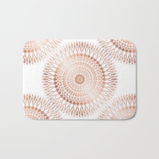 Rose Gold White Mandala Bath Mat