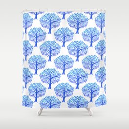 Periwinkle Blue Frost Tree Shower Curtain