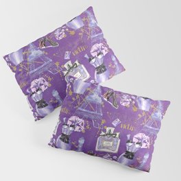 Fashion Victim - Paris France Elegance Shopping Girly in pink and purple Pillow Sham