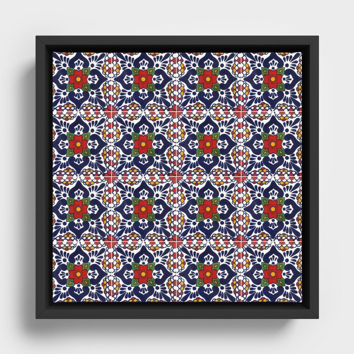 talavera mexican tile pattern Framed Canvas