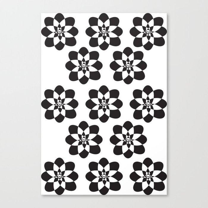Atomic Flower Black and White Canvas Print