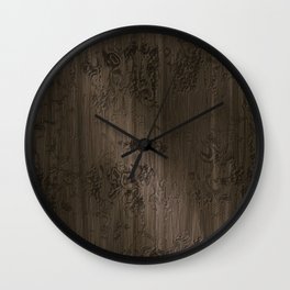Brown engraved wood board Wall Clock