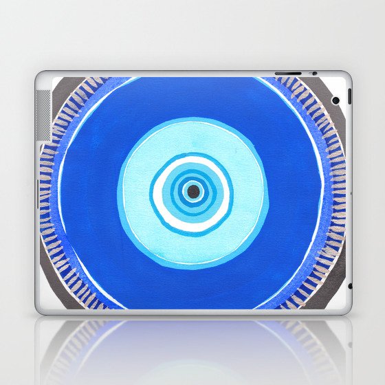 Blue and Silver Evil Eye Mandala Laptop & iPad Skin