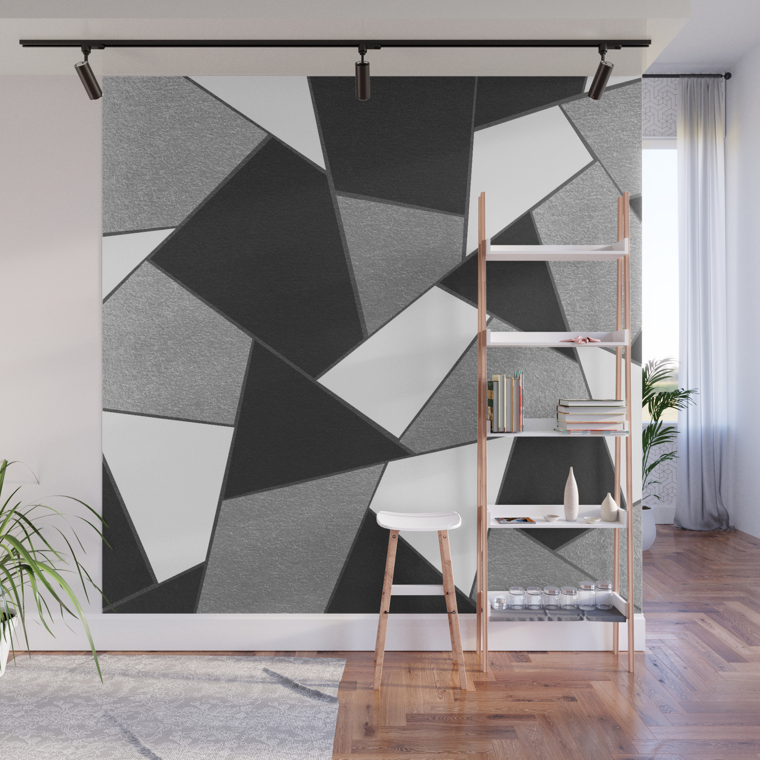 Silver Gray Black White Geometric Glam 1 Geo Decor Art
