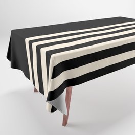 Thin Cuff Stripes Minimalist Pattern in Black and Almond Cream Tablecloth