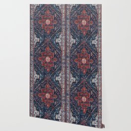 Persian blue and red retro rug Wallpaper