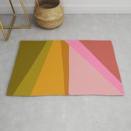 Colorful Geometric Abstract in Pink, Mustard, and Green Area & Throw Rug