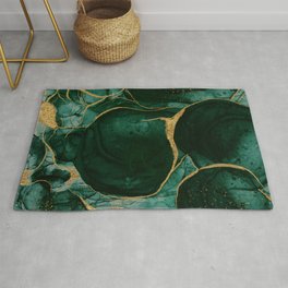 Gold and Emerald Marble I Area & Throw Rug