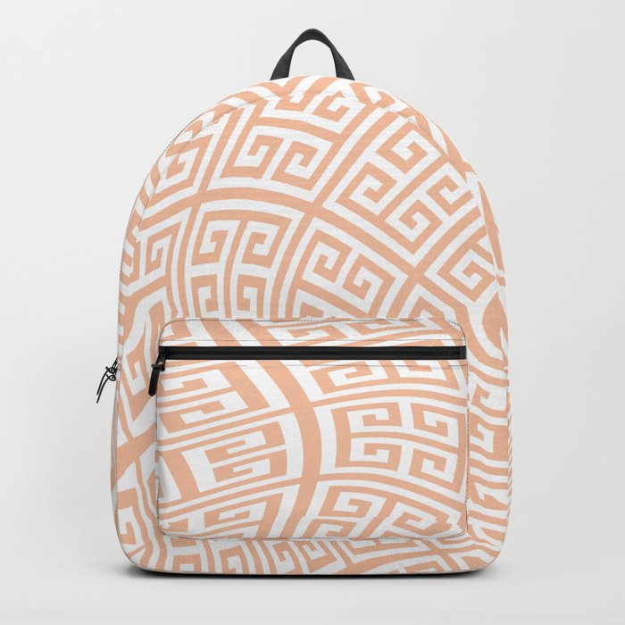 Pale Orange and White Greek Key Liquify Backpack