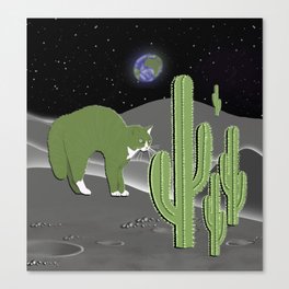 Space cactus cat Canvas Print