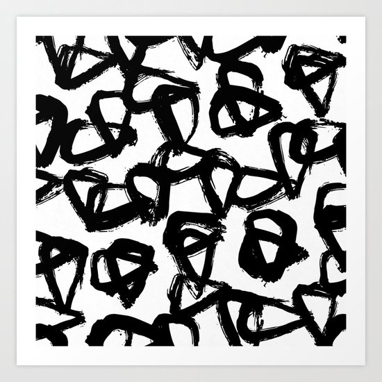 Painted Geometric Black and White Art Print