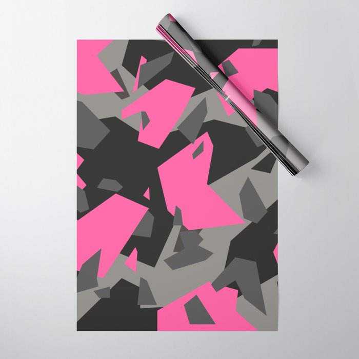 Black\Grey\Pink Geometric Camo Wrapping Paper