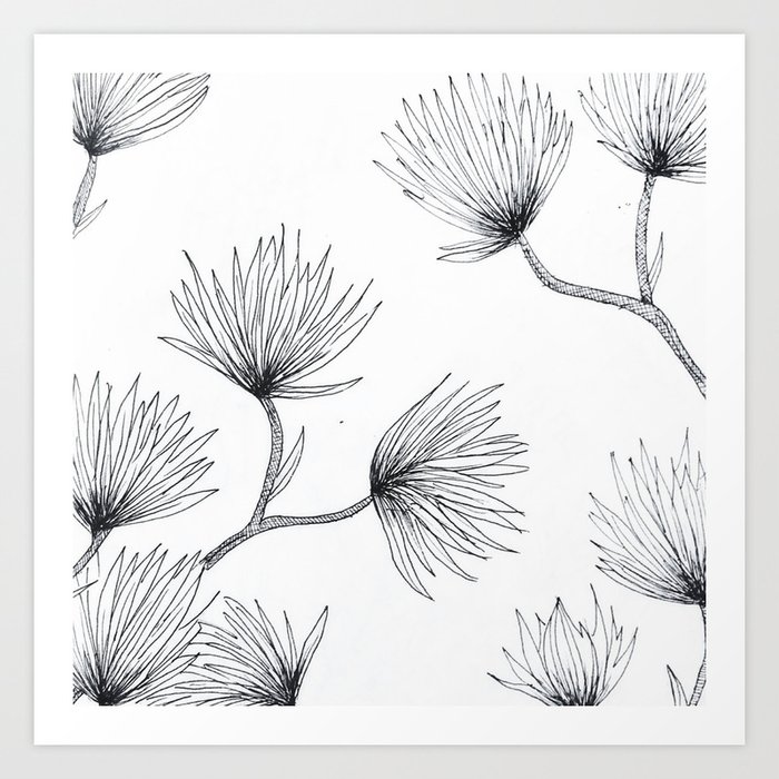 Flower Sketch Art Print By Handmadebycoco