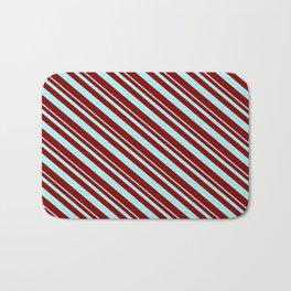 [ Thumbnail: Turquoise & Maroon Colored Striped Pattern Bath Mat ]