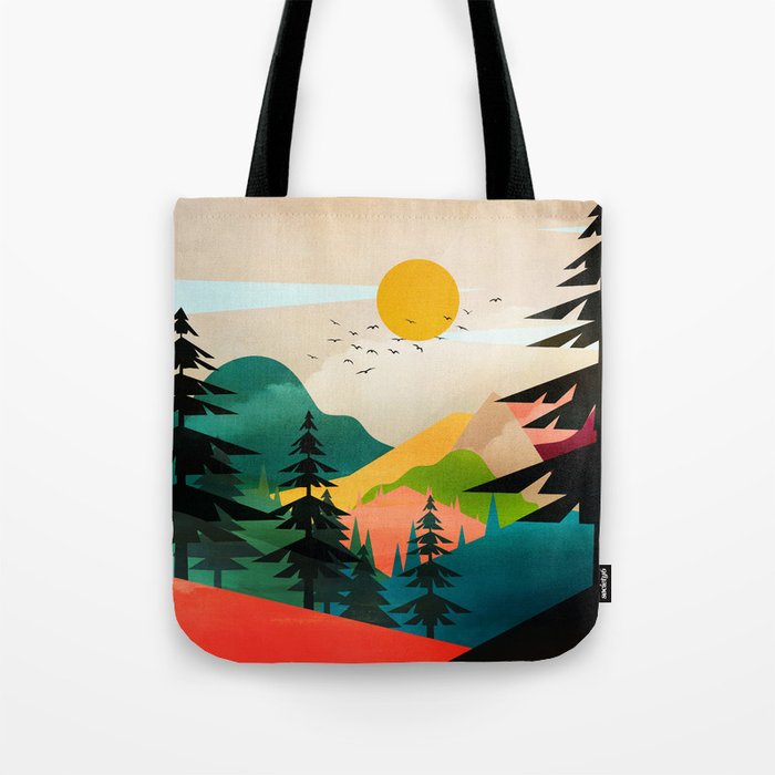Colorful Morning in the Mountain Forest Tote Bag