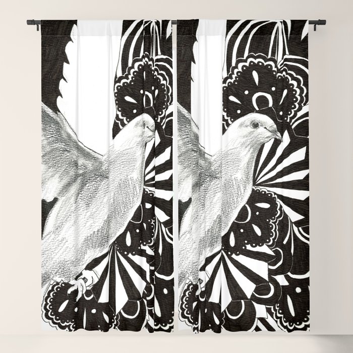 Black Lace Dove Blackout Curtain By Blackbatstudio Society6