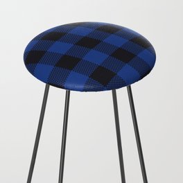 Dark Blue Buffalo Check Pattern Counter Stool