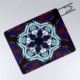Dark Flower 2 - Mosaic Texture Picnic Blanket