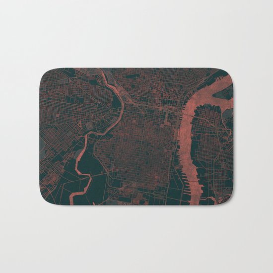 Philadelphia Map Red Bath Mat