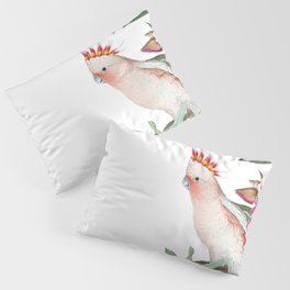 Vintage & Shabby Chic - Antique Pink Cockatoo With Tropical Flowers Garden Pillow Sham