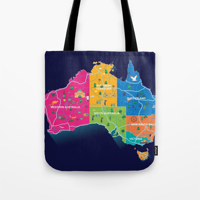 Australia map cartoon illustration Tote Bag