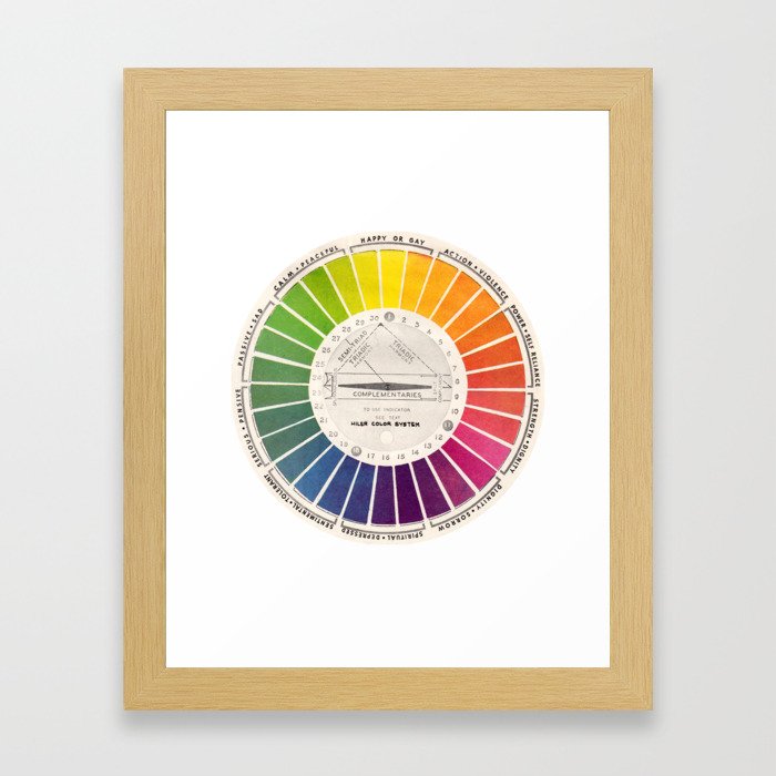 Vintage Color Wheel - Art Teaching Tool - Rainbow Mood Chart Pride Framed Art Print