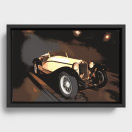 1930s Cream Vintage Car | Automobile | Old Convertible Framed Canvas