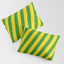 [ Thumbnail: Yellow & Forest Green Colored Stripes/Lines Pattern Pillow Sham ]