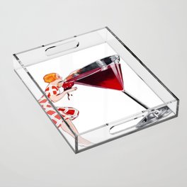 Woman Big Glass Cocktail Vintage Old Wine Acrylic Tray