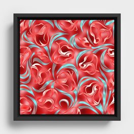 Vibrant Red Tulips Framed Canvas